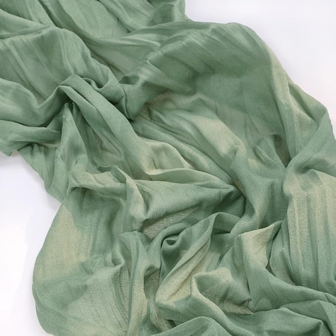 MLMC 8 Pack Sage Green Table Runner 10ft Rustic Gauze Cheesecloth Table Runner 35x120 Inches Cheese Cloth for Boho Wedding Bridal Shower Centerpiece Decor