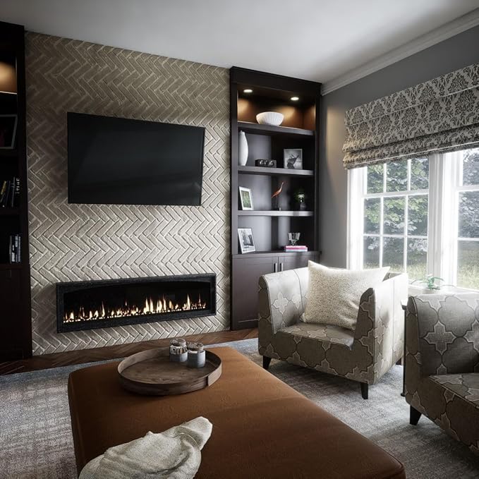 EverStone Herringbone Faux Brick Panel, 46 1/2"W x 25 1/4"H x 1"D, Antique