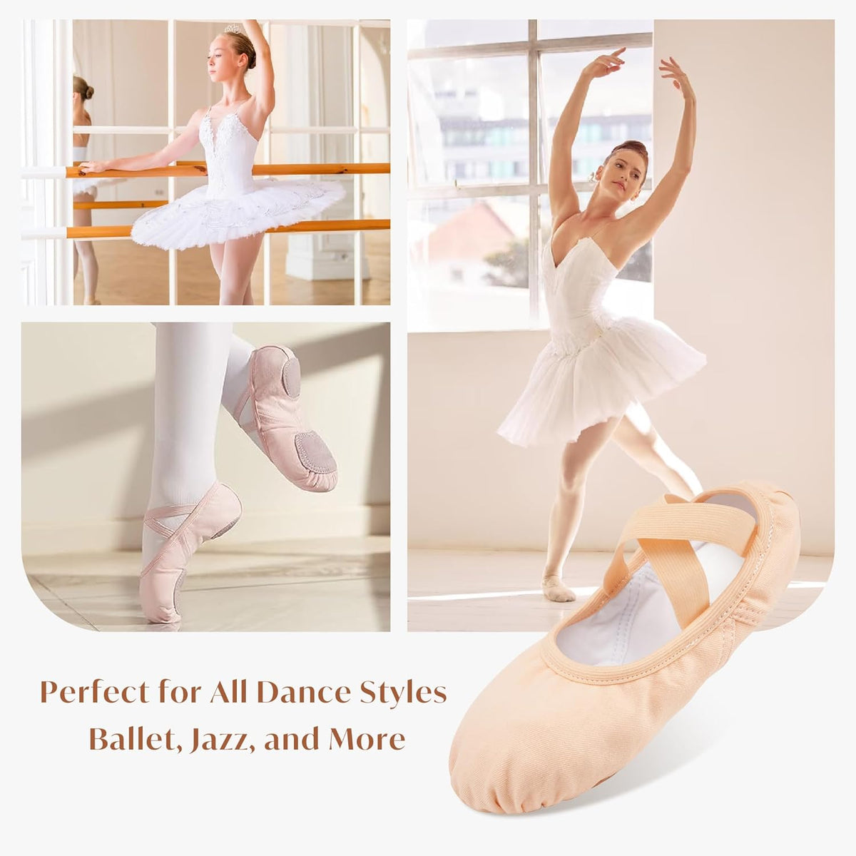 Stelle Ballet Shoes for Women - Stretchy Canvas Dance Slippers | Non-Slip Yoga Flats
