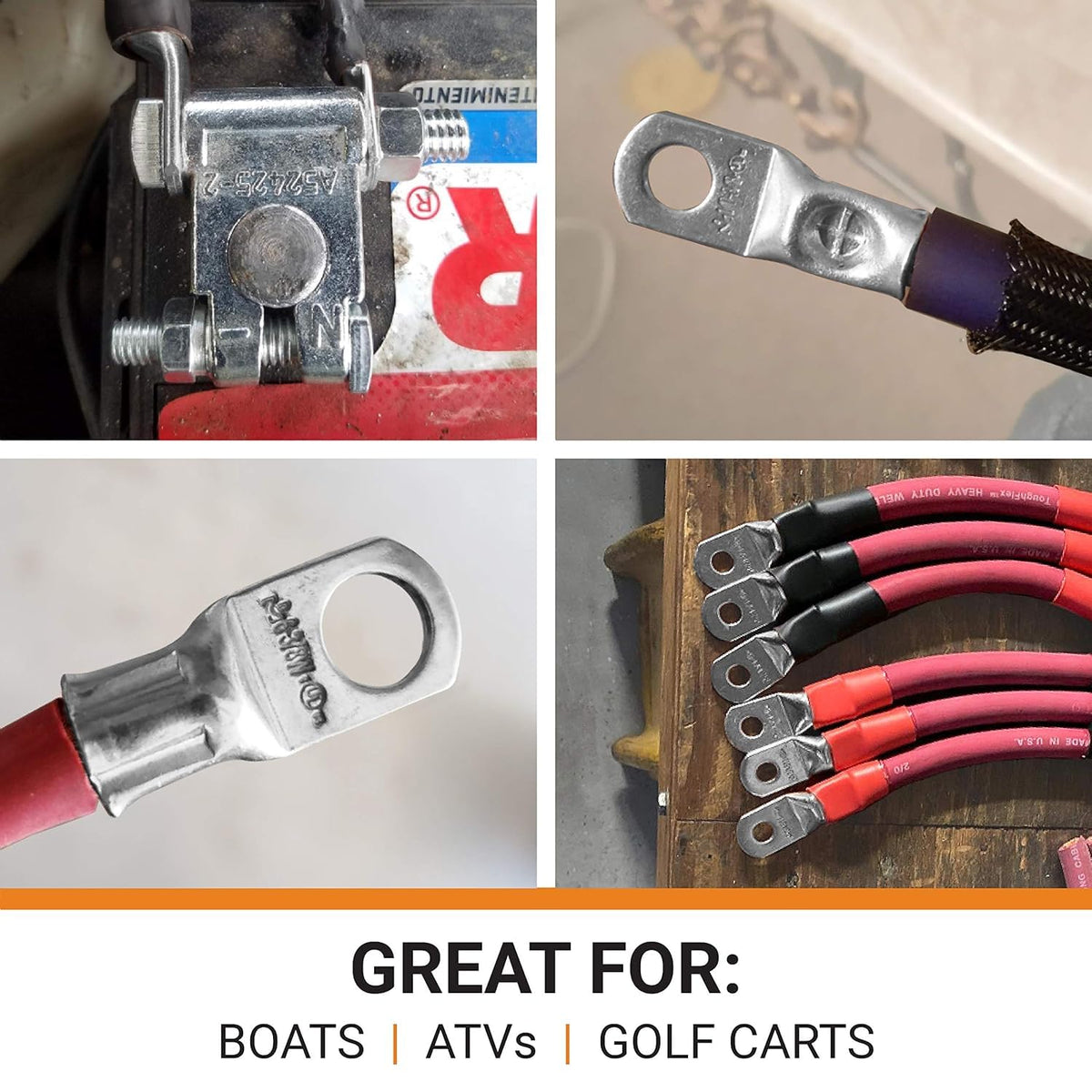 SELTERM 25pcs 6 AWG Marine Grade Tinned Copper Battery Cable Lugs - Durable Ring Terminals for Reliable Connections