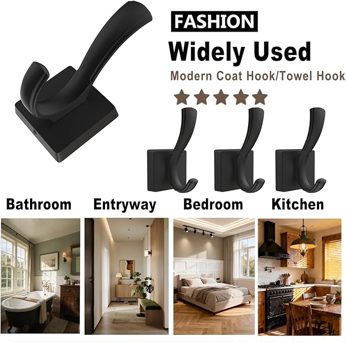 TOFIIGREM Black Wall Hooks Coat Hook, Towel Hooks Robe Hook