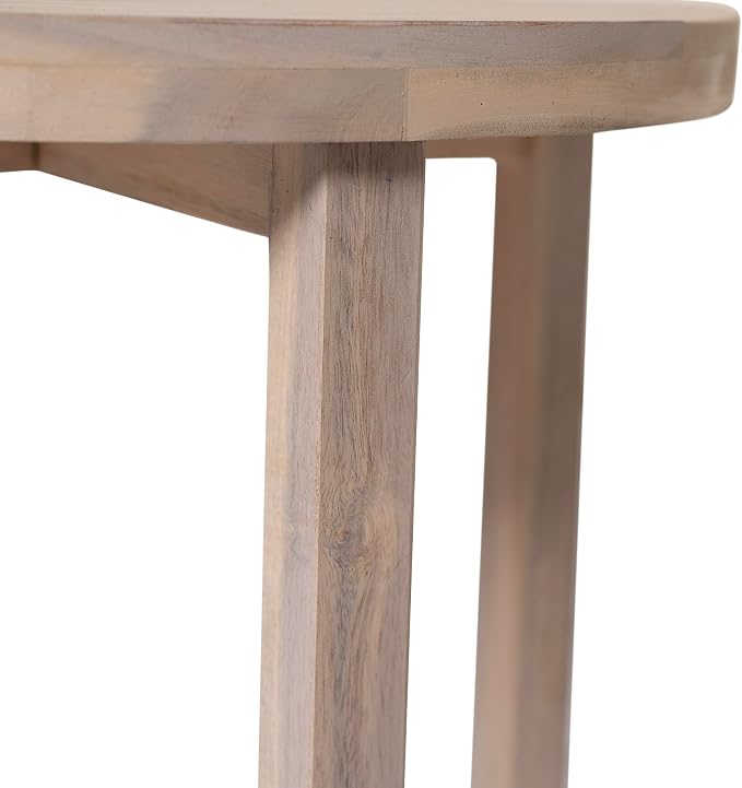 Christopher Knight Home Jara Outdoor Round Side Table, Slat Panel Small Coffee Table, Acacia Wood Side Desk for Backyard Balcony Garden, Weather Resistant Patio End Table, Light White