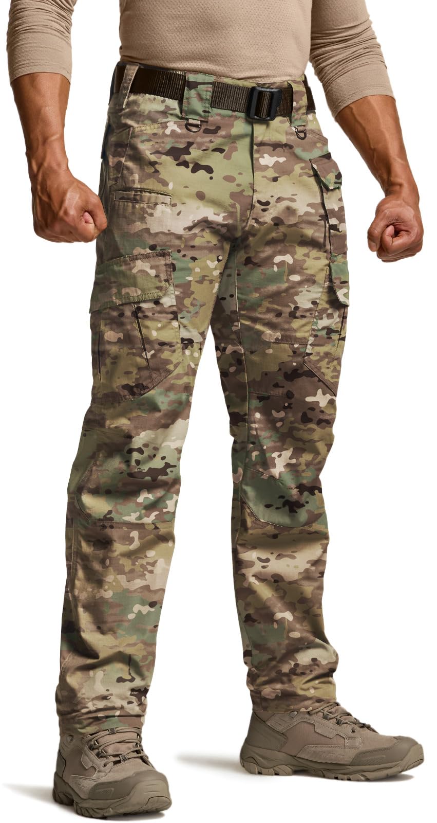 CQR Men's Tactical Pants, Water Resistant Ripstop Cargo Pants, Lightweight EDC Work Hiking Pants, Outdoor Apparel, Duratex Mag Pocket Utility Camo, 44W x 32L