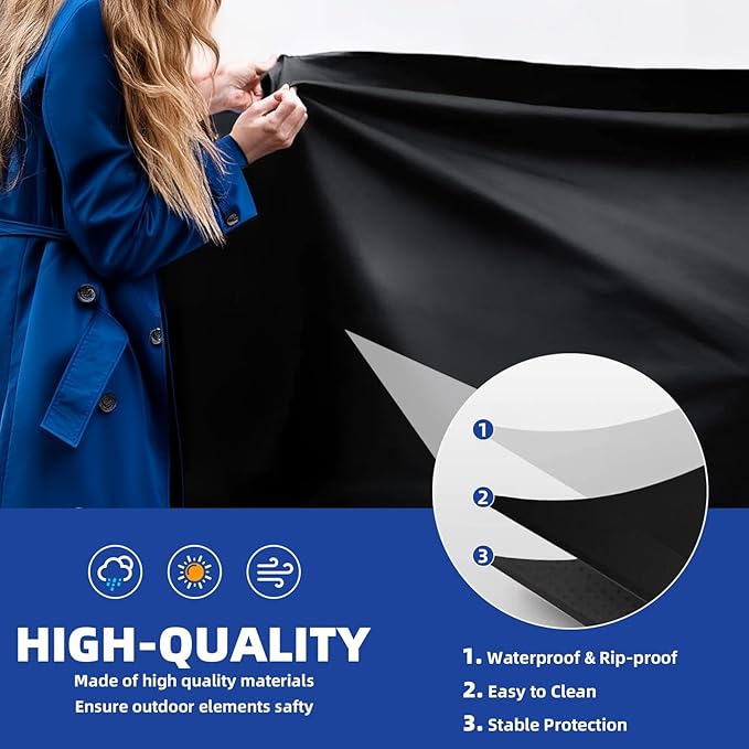 Perfect Grill Cover for Outdoor Grills Waterproof Rip-Proof Weather Resistant for Reliable Protection Griddle Cover Easy to Clean Adjustable Hem Drawstring Fade Resistant (Black, 52)