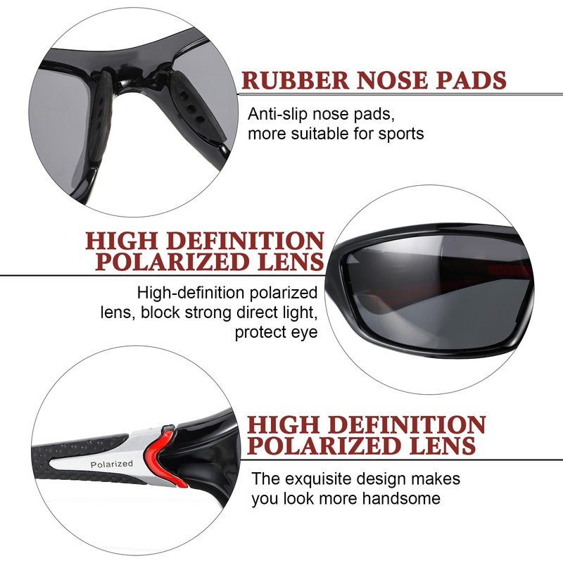 Cindeer 6 Pairs Men's Polarized Sunglasses UV Protection Wrap Around Sports Sunglasses for Hiking Fishing Driving(Cool Colors)