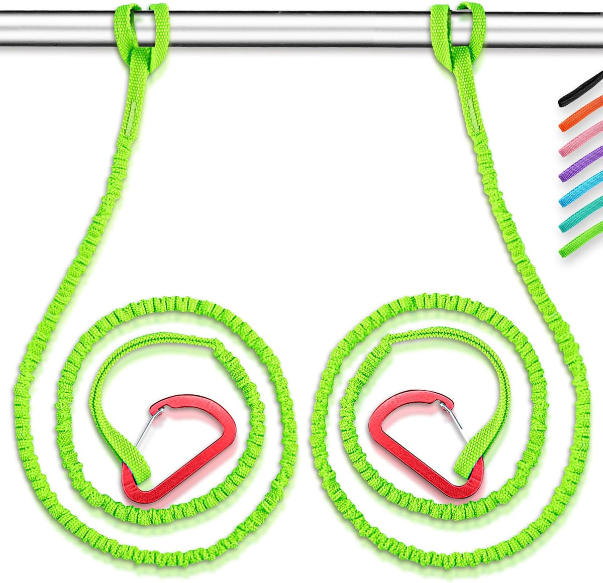 OCEANBROAD Kayak Paddle Leash - Stretchable Bungee Strap Lanyard for SUP & Canoeing | 5-7 Feet, Lawn Green
