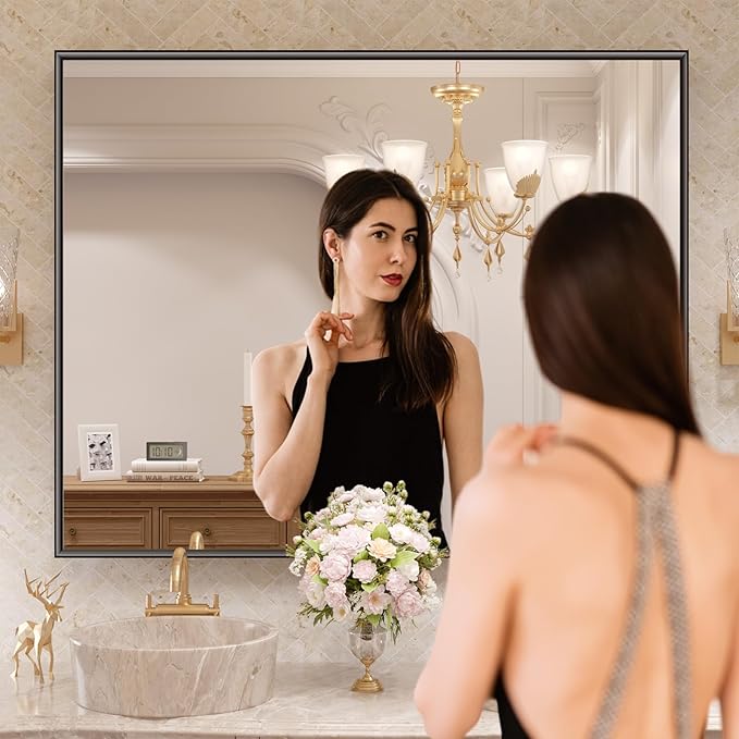 LOAAO Black Bathroom Mirror 40"X30"