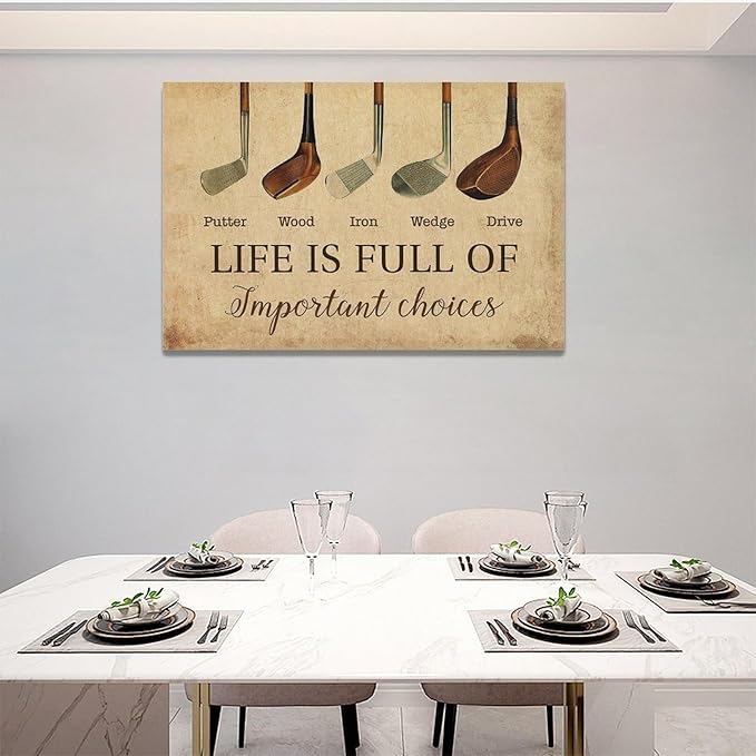 Golf Wall Art Golf Pictures Wall Decor Golfing Canvas Poster Prints Rustic Decorations Painting Framed Artwork Office Home Decor For Bathroom Bedroom Dining Living Room 24"x16"