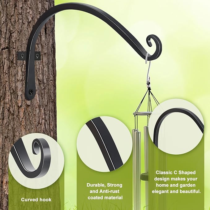 FEED GARDEN 2 Pack 12 Inch Hanging Plant Bracket Wall Hooks Decorative Plant