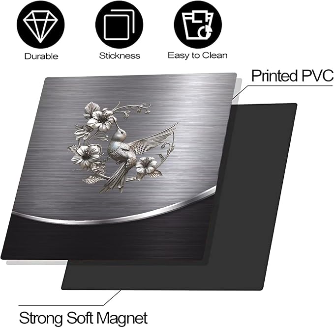Grey Metal Silver Pattern Magnetic Dishwasher Cover Sheet Bird Flower Sticker Polishing Steelbird Dishwasher Skin Decor Silver Texture 23X17 INCH Magnet Rerigerator Kitchen Panel Decal
