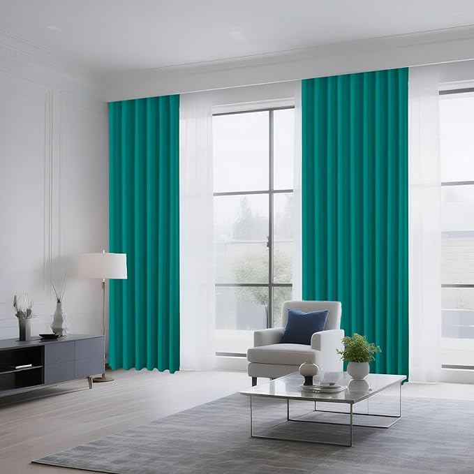 CUCRAF Turquoise Blackout Curtains Customize, Rod Pocket Room Darkening Curtain
