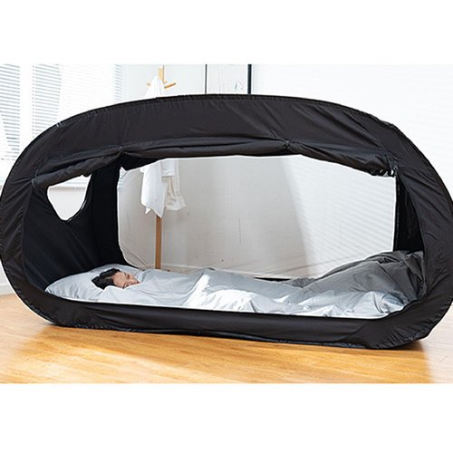 Portable Folding Privacy Pop Bed Tent Sunlight Block Camping Pop Bed Tent with Protection Easy Setup and Storage (Black)
