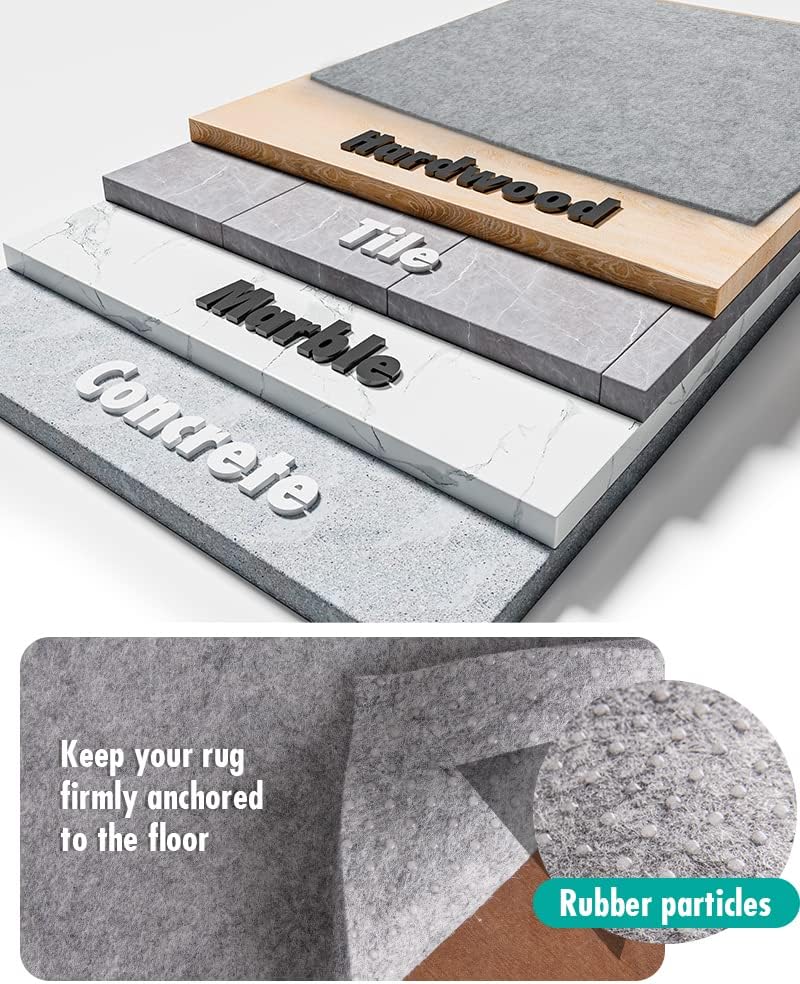 Non Slip Rug Pad Gripper - 8x11 Feet 1/8” Extra Thick Felt Under Rug for Area Rugs and Hardwood Floors,Super Cushioned Non Skid Carpet Padding