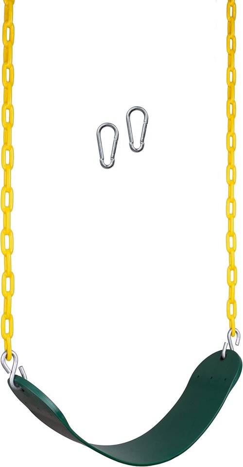 New Bounce Swing Seat - Heavy-Duty Outdoor Swing Set Accessory with Rust-Proof Chain | Green, 1 Pack