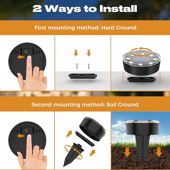 Mini Outdoor Solar Lights，8 Pack Solar Garden Lights for Outside IP65 Waterproof, 8 LED Disc Landscape Lighting for Garden Yard Driveway Walkway Poolside Deck Lawn Patio,Cold White