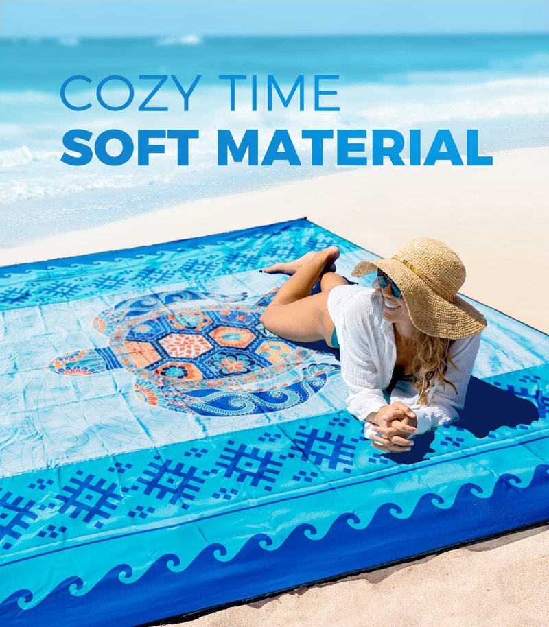 OCOOPA Beach Blanket Waterproof Sandproof, 10'X 9' Extra Large, Soft and Sturdy, Light Weight and Portable, Perfect for Beach Vacation, Famlily Park Picnic, Travel Camping, Outdoor Gifts