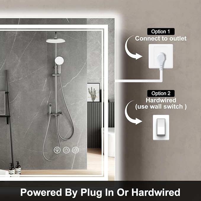 Ratsamee 40x36 Inch LED Bathroom Mirror