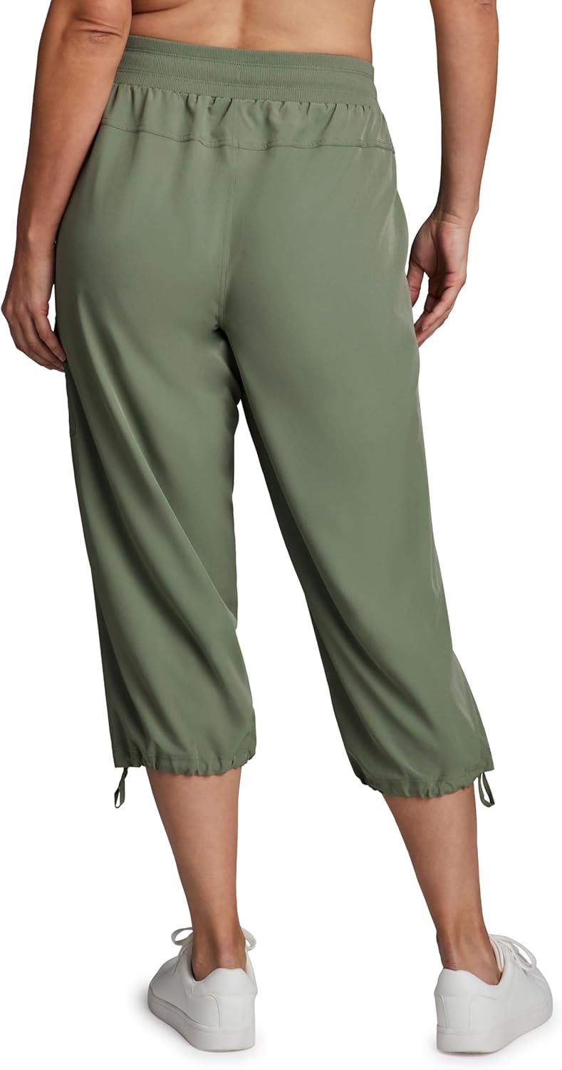 RBX Active Plus Size Cargo Capri Pants - Lightweight Woven Design for Comfort & Style