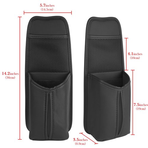 Linkidea Car Seat Side Organizer - Compatible with Yeti Rambler & Hydro Flask Bottles, Hanging Bag for Large Bottles, Black
