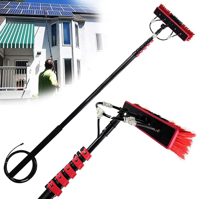 Water Fed Telescopic Brush,Photovoltaic Panel Cleaning,Water/Hose Fed Pole Window Clean,Extendable Cleaner Conservatory Roof Cleaning Tools,6m/20FT