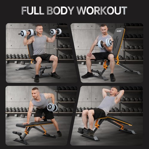 YAMO Adjustable Foldable Weight Bench for Home Gym, Full Body Workout Bench with Fast Folding, 660lbs Weight Capacity, Incline Decline Flat Exercise Bench