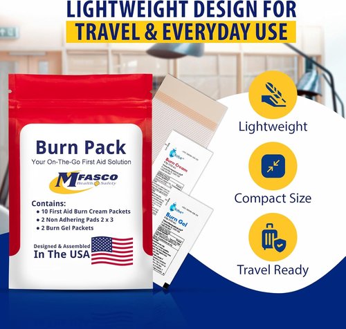 MFASCO First Aid Kit - Comprehensive Burn Care Refill Pack for Emergency Preparedness