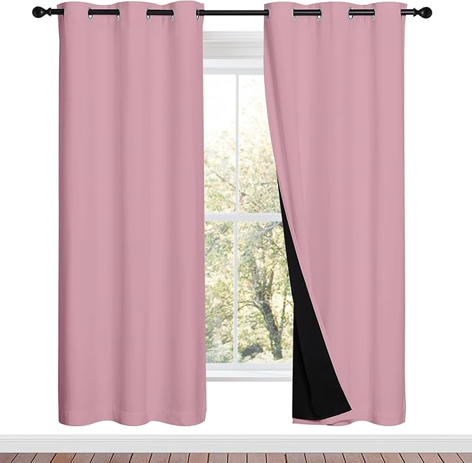 NICETOWN Crystal Pink Full Shade Curtain Panels, Pair of Energy Smart & Noise