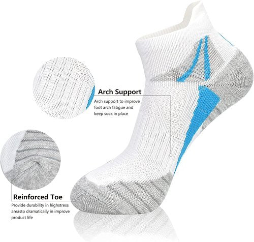 J.WMEET Women's Athletic Ankle Socks - Cushioned & Breathable Cotton | 6-Pack for Running