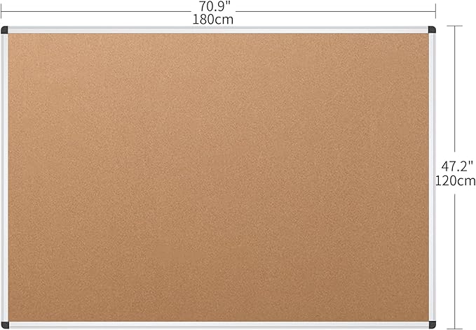 VIZ-PRO Large Cork Bulletin Board, 72 X 48 Inches, Wall-Mounted Corkboard