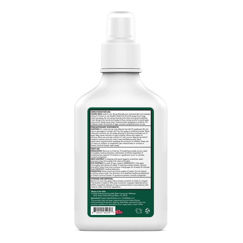 Hello Bello Mosquito Repellent Spritz, Made with Lemongrass and Peppermint Oils, 6.7oz Bottle