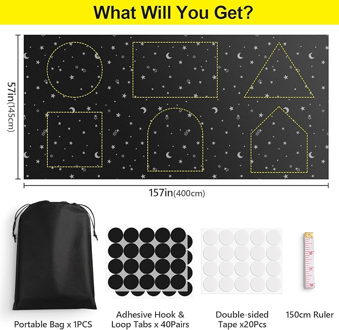 FADOTY 100% Blackout Window Cover Film, Portable Black Out Curtains