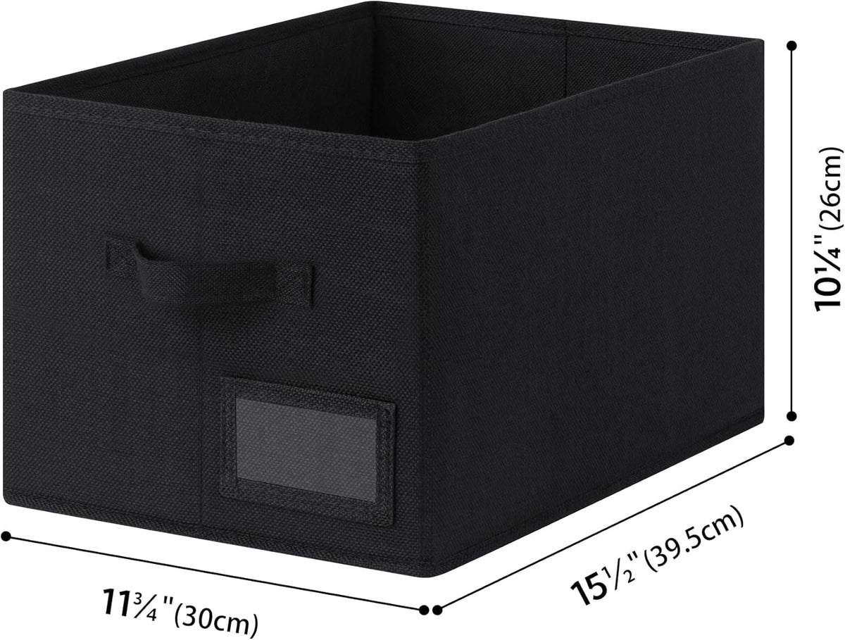 GRANNY SAYS Storage Baskets for Shelves, Fabric Storage Bins for Clothes, Closet Organization Bins, Collapsible Storage Bins with Handles, Decorative Storage Box, Black, Extra Large, 3-Pack