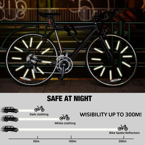 84 PCS Reflective Spoke Covers, Bike Spoke Reflector Bicycle Spokes Skins Wraps Bike Wheel Reflector Tube Spokes Covers Wheel Decoration Reflectors for Road Mountain Bicycle Motorcycle Dirt