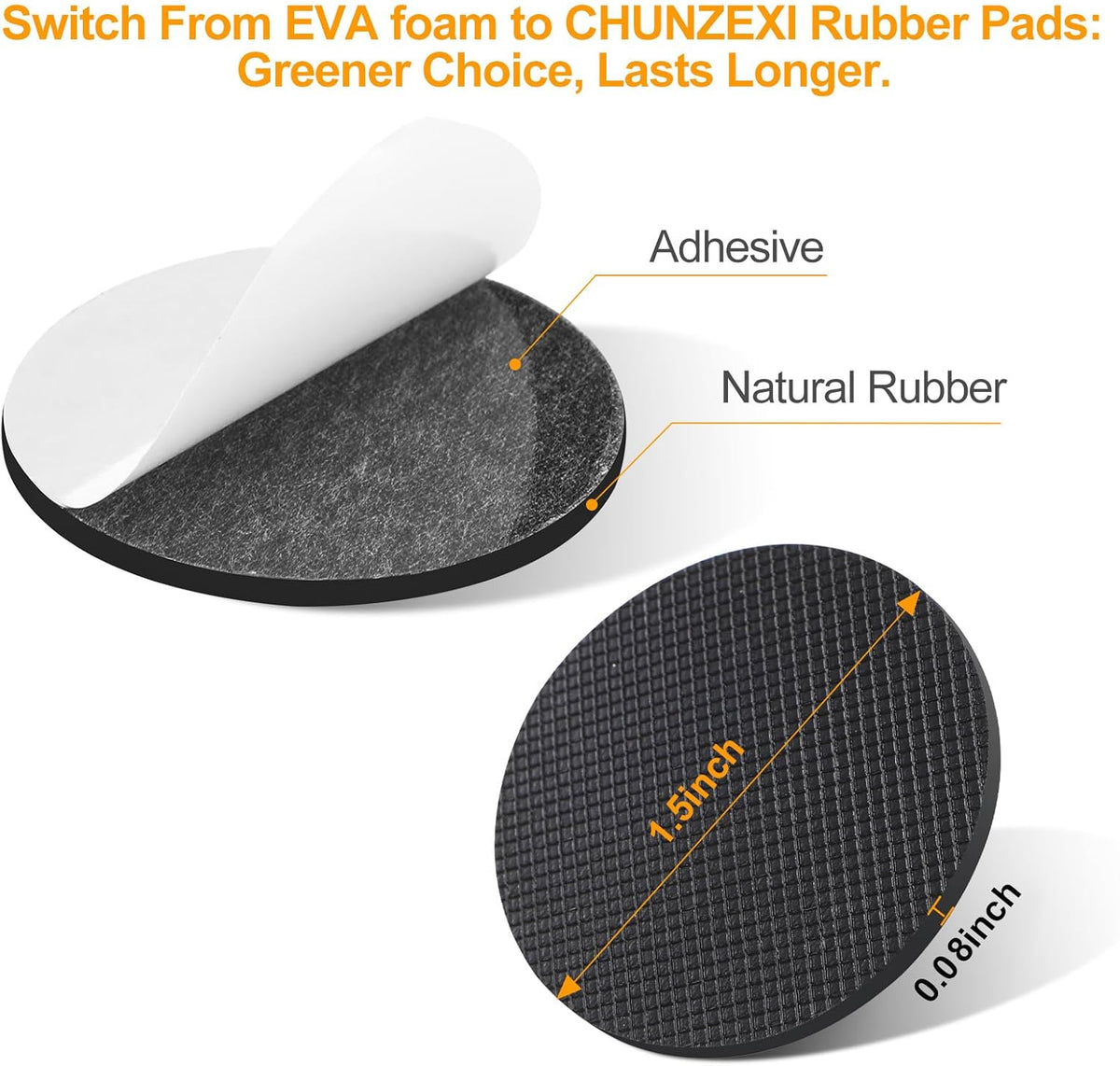 CHUNZEXI Non Slip Furniture Pads - 32 Premium Furniture Grippers Self Adhesive Rubber Furniture Feet, Anti Slide Furniture Hardwood Floor Protector for Keep Couch Stoppers (1.5 inch Round)