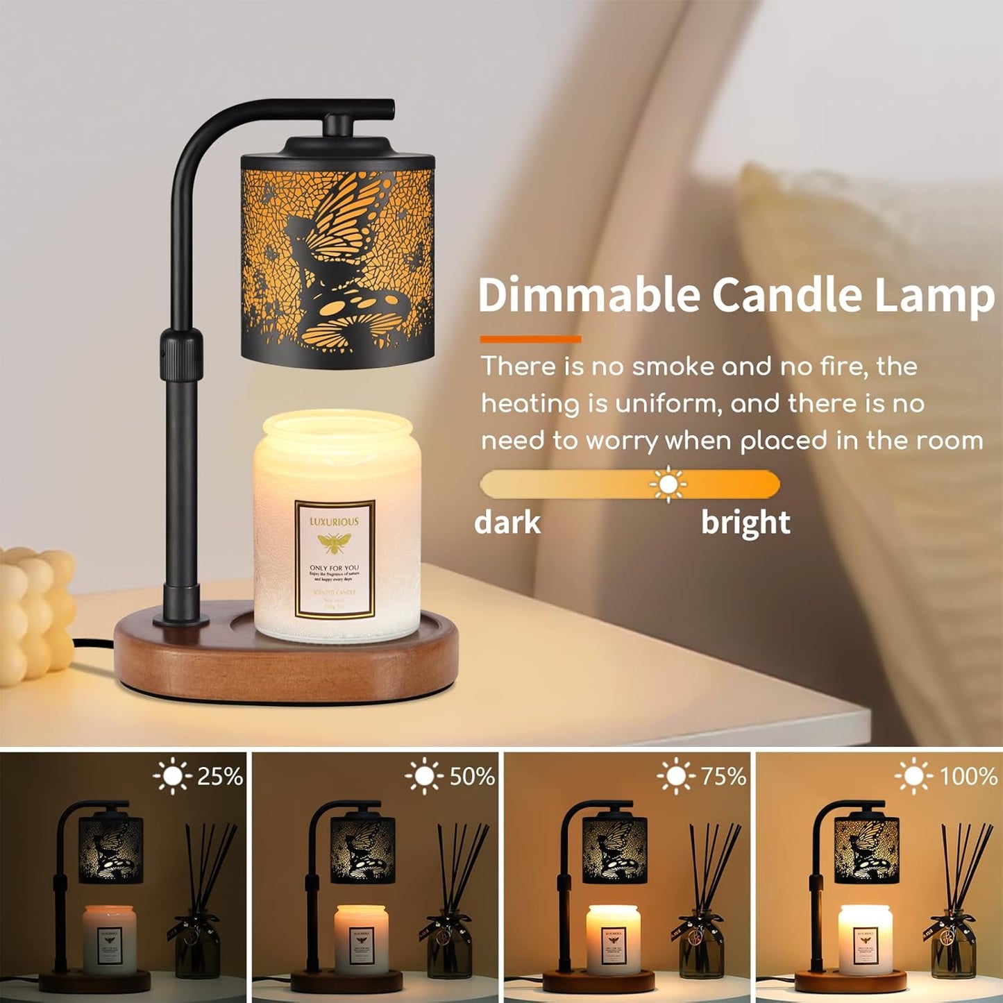 Candle Warmer Lamp with Timer,Birthday Gifts for Women Mom,Adjustable Height for Scented Jar Candles,Electric Candle Lamp Warmer for Home Decor(Flower Fairy)