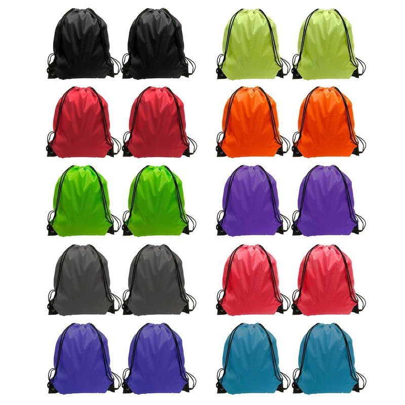 GoodtoU Drawstring Bags, Drawstring Backpack Bulk Nylon Backpack Draw String Back Bag Cinch Sack Drawstring Gym Bag String Backpack for Sport, Traveling, Team (Yellow, 16Pcs)
