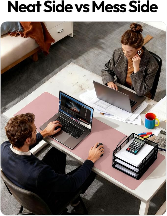 YSAGi Leather Desk Protector, Office Mat, Large Mouse Mat, Non-Slip PU Leather Blotter, Laptop Pad, Waterproof Writing Pad for Office and Home (Pale Mauve, 47.2" x 23.6")