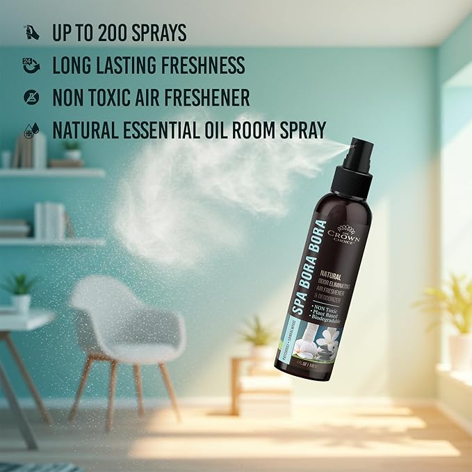 Non-Toxic Odor Eliminator, Natural Sandalwood & Patchouli Air Freshener Spray for Home, Room, Closet & Couch Deodorizer, Long Lasting Bathroom & Toilet Freshener, Safe for Kids & Pets - 4 oz Pack of 1