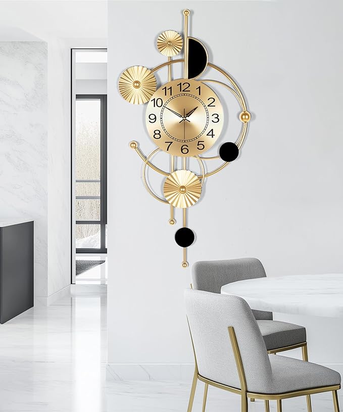 Large Wall Clock, Modern Silent Non-Ticking Metal Wall Clocks, Battery Operated