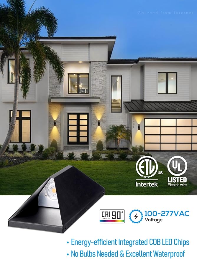 LEONLITE Dimmable LED Up Down Wall Light, CRI 90+, IP65 Waterproof, 10%-100%