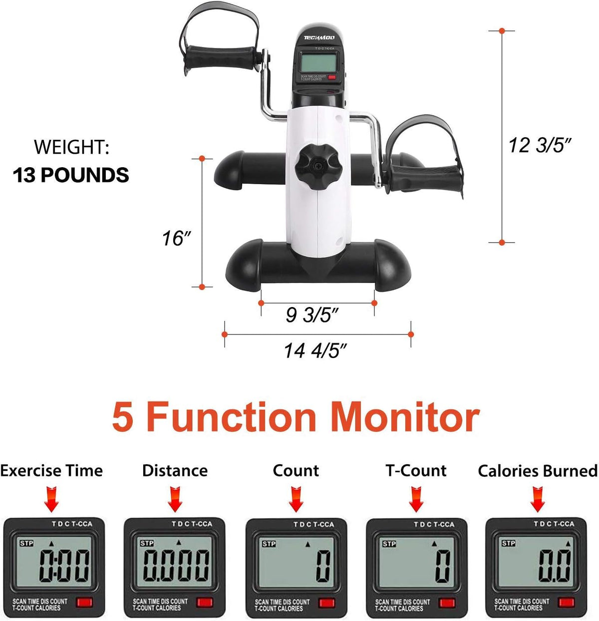 Under Desk Bike Pedal Exerciser Portable Home Exercise Bike Pedal Exerciser Foot Peddler Portable Therapy Bicycle Leg Peddler Portable Mini Cycle Bike for Hands Arm Trainer