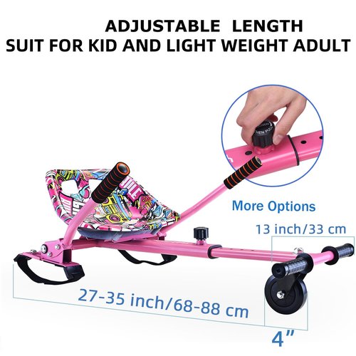 Eco-friendly Hoverboard Seat Attachment - Cool Seat, Swivel Wheel, Adjustable Length - Compatible with 6.5", 8", 8.5", 10" Hoverboards - Safe & Enjoyable Riding for Kids and Teenager
