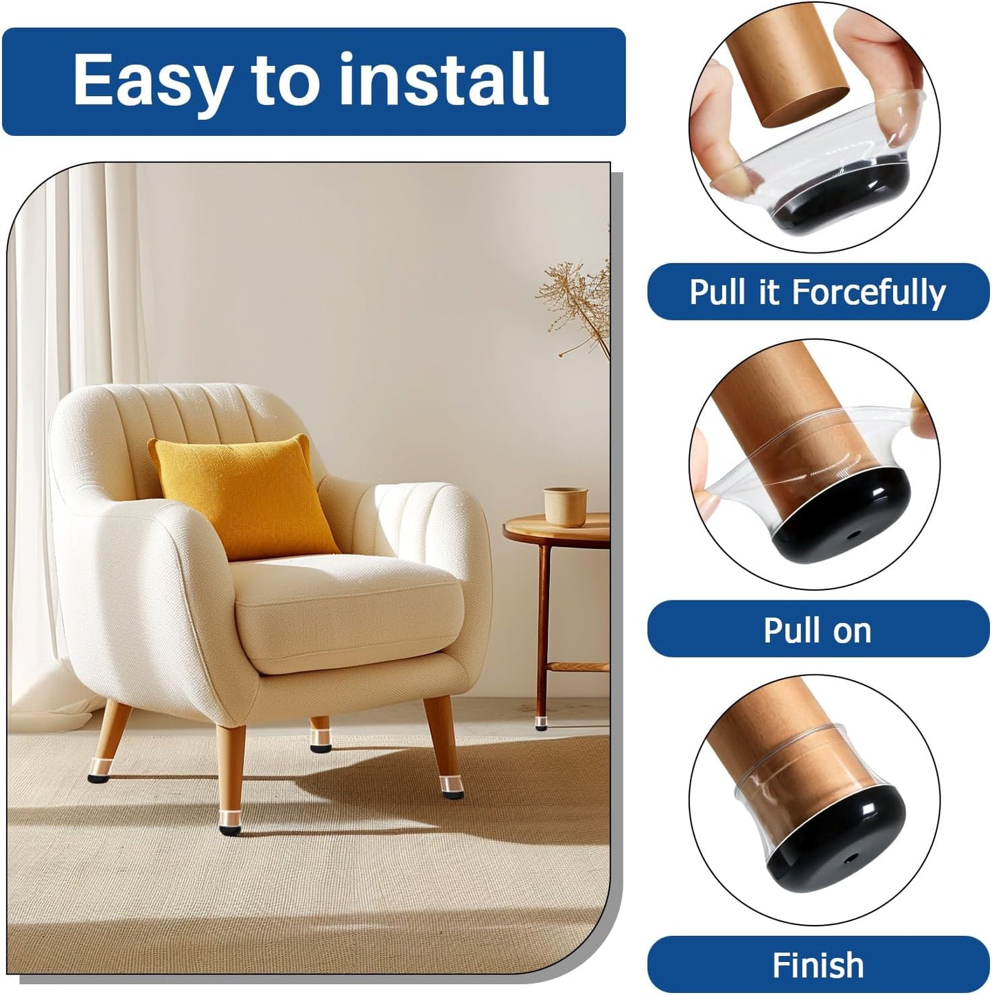 28 Pcs Chair Leg Sliders for Carpet, Round Chair Glides, Silicone Furniture Leg Protectors Caps, Carpet Protectors Table Feet Covers Cups, Teflon Furniture Pads Sliders (Fit:13/16" ~ 1-3/16")