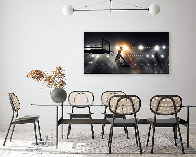 Muolunna BK06662 Basketball Sports Canvas Wall Art Picture 1 Panel Sports Painting Art Prints For Living Room Boys Room Office Wall Decor Artwork