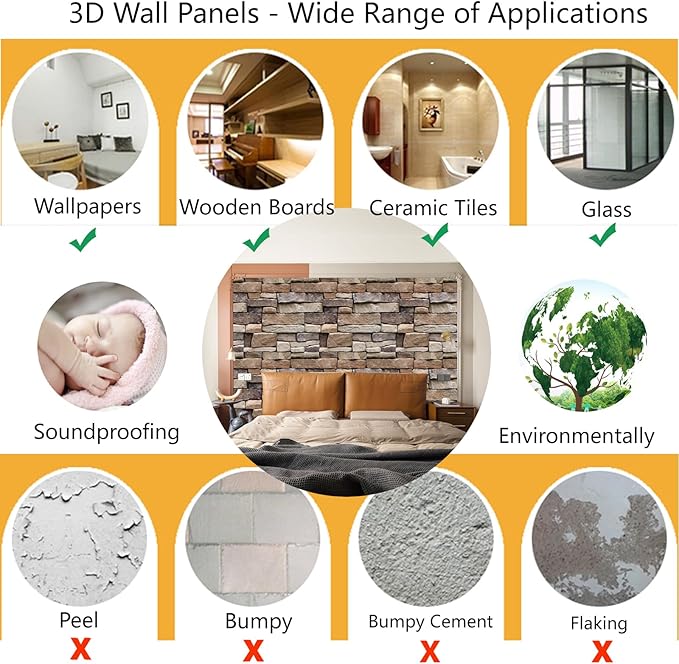 10PCS 3D Wall Panels Peel and Stick, 3D Brick Wallpaper Peel and Stick PVC