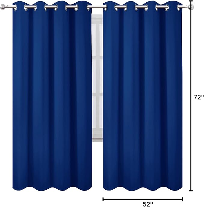 LEMOMO Blackout Curtains 52 x 72 inch/Royal Blue Curtains Set of 2
