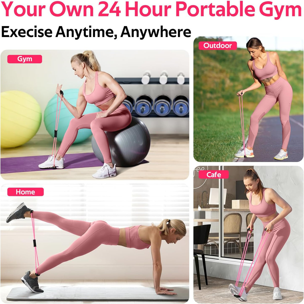 RENRANRING Figure 8 Resistance Bands - Set of 3 Exercise Tubes for Arm & Shoulder Stretching