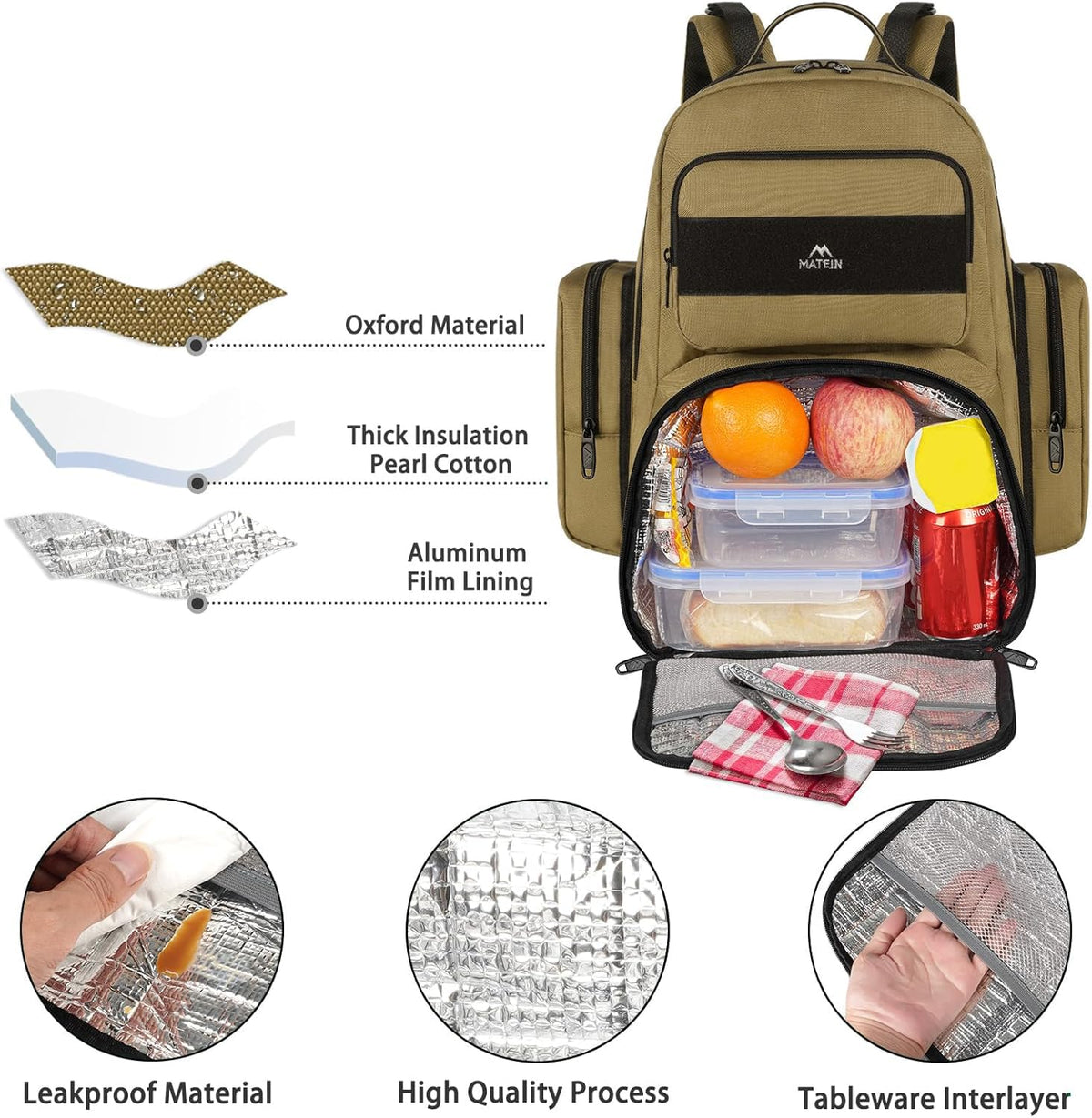 MATEIN Lunch Backpack for Men, 15.6 Inch Travel Laptop Backpack