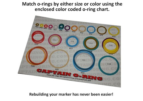 Captain O-Ring Paintball Oring Kit - 63 Color-Coded Rings in 21 Sizes
