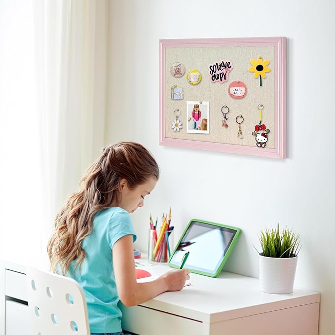 Large Cork Board with Linen, Picture Display Vision Board Corkboards